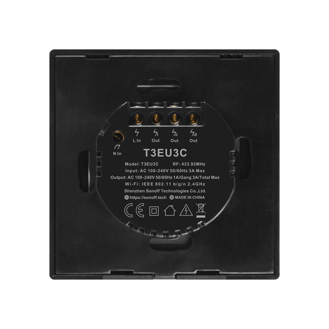 80020 SONOFF T3EU3C-TX-EU-R2 - Wi-Fi Smart Wall Touch Button Switch 3 Way TX GR Series - 4