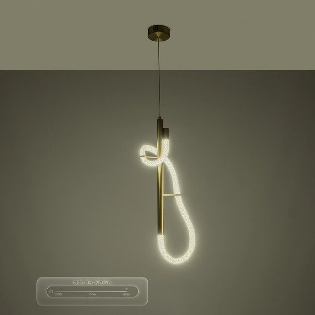 kelvo® GLOW KLV-101-0159 Κρεμαστό Φωτιστικό Οροφής LED 24W 2400lm 360° AC 220-240V IP20 Ρυθμιζόμενο Λευκό CCT με On/Off 2700K/4500K/6000K - Lumileds SMD Chip - Χρυσό Πλατίνα - Μ24 x Π10 x Υ62cm - 3 Χρόνια Εγγύηση - 15