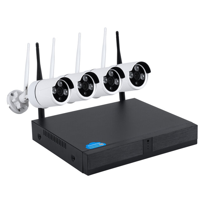 86037 Ασύρματο Καταγραφικό με 4 x Camera 2MP 1080P WiFi  150° Μοιρών - Αδιάβροχο IP66 - Νυχτερινή Όραση με LED IR - Μονή Κατέυθυνση Ομιλίας - Ανιχνευτή Κίνησης - Νυχτερινή Λήψη - Λευκό