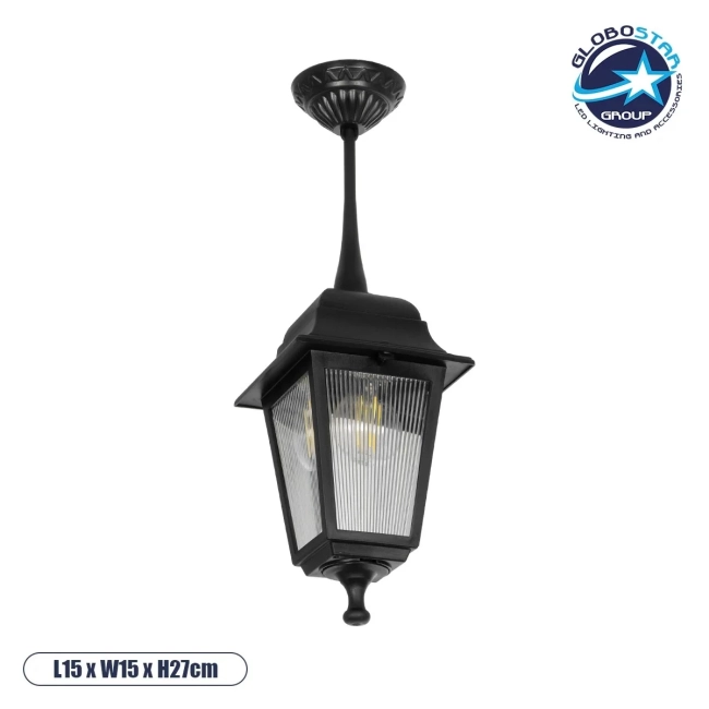 SOLME 203-0209 Vintage Φωτιστικό Οροφής με Ντουί 1 x E27 AC 220-240V IP44 - Μαύρο - Μ15 x Π15 x Υ27cm SOLME 203-0209 Vintage Φωτιστικό Οροφής με Ντουί 1 x E27 AC 220-240V IP44 - Μαύρο - Μ15 x Π15 x Υ27cm