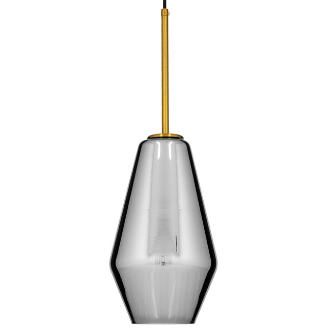 AMARIS 00874 Μοντέρνο Κρεμαστό Φωτιστικό Οροφής Μονόφωτο Γυάλινο Φιμέ Νίκελ Φ17 x 30CM - 4