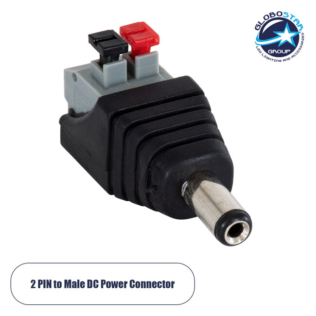 70677 Βύσμα Τροφοδοσίας DC Αρσενικό - Male Jack Connector σε Κλέμα Πατητή Ταχείας Σύνδεσης L4.1 x W1.5 x H2m