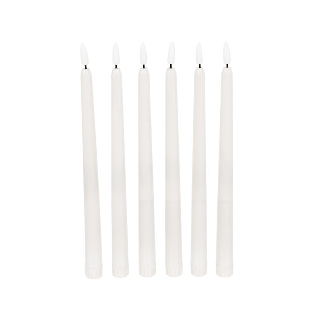 79563 ΣΕΤ 6 Διακοσμητικών Realistic Κεριών Κηροπηγίου με LED Εφέ Κινούμενης Φλόγας - Μπαταρίας & Ασύρματο Χειριστήριο IR Θερμό Λευκό 2700K Dimmable