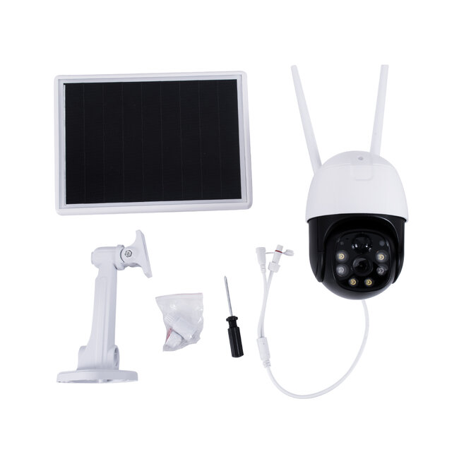 86055 Αυτόνομη Ηλιακή IP Camera 1080P 2MP WiFi 350° Μοιρών - 3200mAh - Φωτοβολταϊκό Πάνελ - Νυχτερινή Όραση με LED IR - Ανιχνευτή Κίνησης - Νυχτερινή Λήψη - Αδιάβροχη IP66 - Λευκό - 9