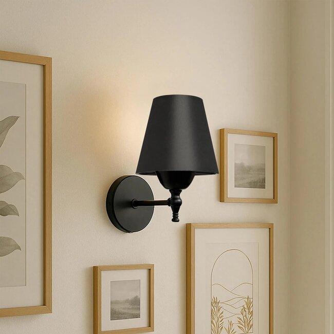 ELEGANTE 204-0185 Μοντέρνο Φωτιστικό Τοίχου Απλίκα Μονόφωτο 1 x E27 AC 220-240V IP20 Μαύρο - Μ14 x Π14 x Υ26cm
