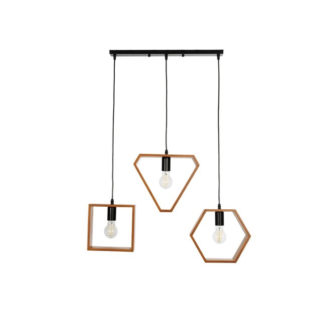 ELISE 999-0034 Μοντέρνο Κρεμαστό Φωτιστικό Οροφής με Ντουί 3 x E27 AC 220-240V IP20 - Καφέ & Μαύρο - Μ74 x Π9 x Υ40cm - 3