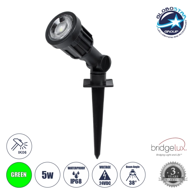 GARDENINI 61544 Φωτιστικό Σποτ για Φυτά - Δέντρα με Βάση Κήπου / Καρφωτό LED 5W 550lm 38° DC 24V Αδιάβροχο IP68 Πράσινο Dimmable - Lumileds SMD Chip - Μαύρο - Μ5.5 x Π5.5 x Υ13.5cm - 3 Χρόνια Εγγύηση GARDENINI 61544 Φωτιστικό Σποτ για Φυτά - Δέντρα με Βάση Κήπου / Καρφωτό LED 5W 550lm 38° DC 24V Αδιάβροχο IP68 Πράσινο Dimmable - Lumileds SMD Chip - Μαύρο - Μ5.5 x Π5.5 x Υ13.5cm - 3 Χρόνια Εγγύηση