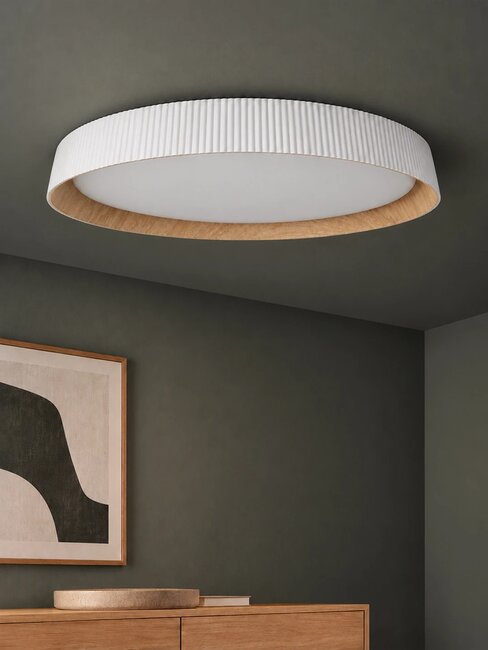 kelvo® LUMORA KLV-101-0583-V2 Φωτιστικό Οροφής LED 36W 3600lm 120° AC 220-240V IP20 Ρυθμιζόμενο Λευκό CCT με Διακόπτη στο Driver 2700K/4500K/6000K Triac Dimmable - Lumileds SMD Chip & ENEC/TÜV Driver - Λευκό Ματ & Εφέ Ξύλου - Μ53 x Π53 x Υ7cm - 5 Χρόνια Εγγύηση - 2