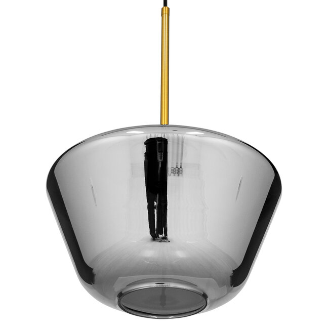 AMARIS 00873 Μοντέρνο Κρεμαστό Φωτιστικό Οροφής Μονόφωτο Γυάλινο Φιμέ Νίκελ Φ30 x 22CM - 5