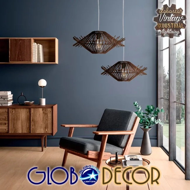 SASSO 01602 Boho Κρεμαστό Φωτιστικό Οροφής με Ντουί 1 x E27 AC 220-240V IP20 - Καφέ - Μ50 x Π50 x Y23cm - 8