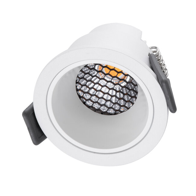 PLUTO-S 60249 Χωνευτό LED Spot Downlight TrimLess Φ6.4cm 7W 875lm 38° AC 220-240V IP20 Φ6.4 x Υ4.9cm - Στρόγγυλο - Λευκό & Anti-Glare HoneyComb - Θερμό Λευκό 2700K - Bridgelux COB - 5 Years Warranty