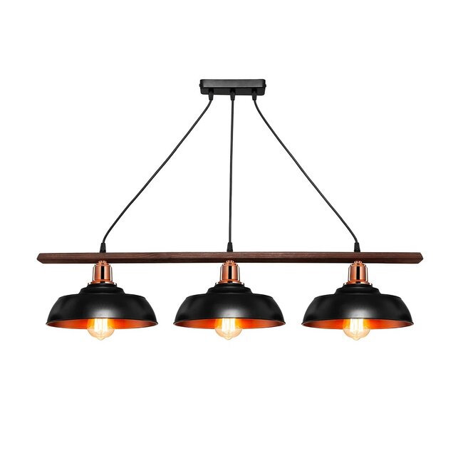 LOAN 203-0291 Μοντέρνο Κρεμαστό Φωτιστικό Οροφής με Ντουί 3 x E27 AC 220-240V IP20 - Μαύρο & Μπρονζέ - Μ89 x Π25.5 x Υ19cm - 2