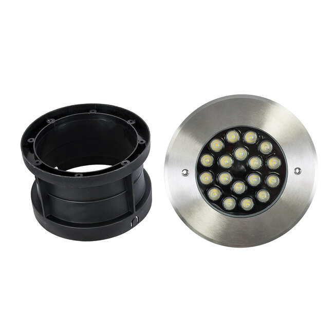 UNDERGROUND-SINA 90572 Χωνευτό Φωτιστικό Σποτ Δαπέδου LED 18W 1710lm 15° DC 24V Αδιάβροχο IP68 Φ20 x Υ11cm Φυσικό Λευκό 4500K - Ανοξείδωτο Ατσάλι - 3 Χρόνια Εγγύηση - 8