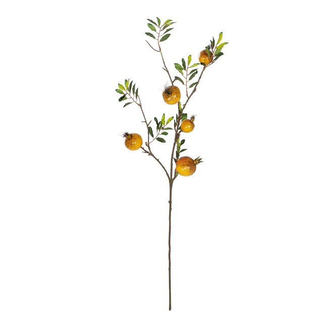 Artificial Garden YELLOW POMEGRANATE  FRUIT BRANCH 21445 Τεχνητό Διακοσμητικό Κίτρινη Κλαδί Ροδιά Y85cm
