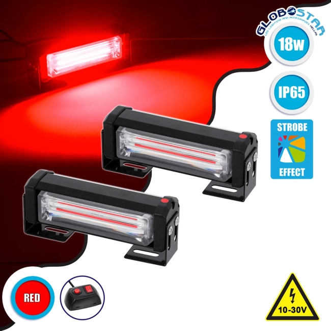 85024 PRO Series ΣΕΤ 2 x Μπάρες Σήμανσης Οχήματος Πυροσβεστικής για Αυτοκίνητα & Φορτηγά 13 Προγραμμάτων Φωτισμού STROBE LED CREE CXB COB 18W DC 10-30V Αδιάβροχο IP65 Κόκκινο 85024 PRO Series ΣΕΤ 2 x Μπάρες Σήμανσης Οχήματος Πυροσβεστικής για Αυτοκίνητα & Φορτηγά 13 Προγραμμάτων Φωτισμού STROBE LED CREE CXB COB 18W DC 10-30V Αδιάβροχο IP65 Κόκκινο