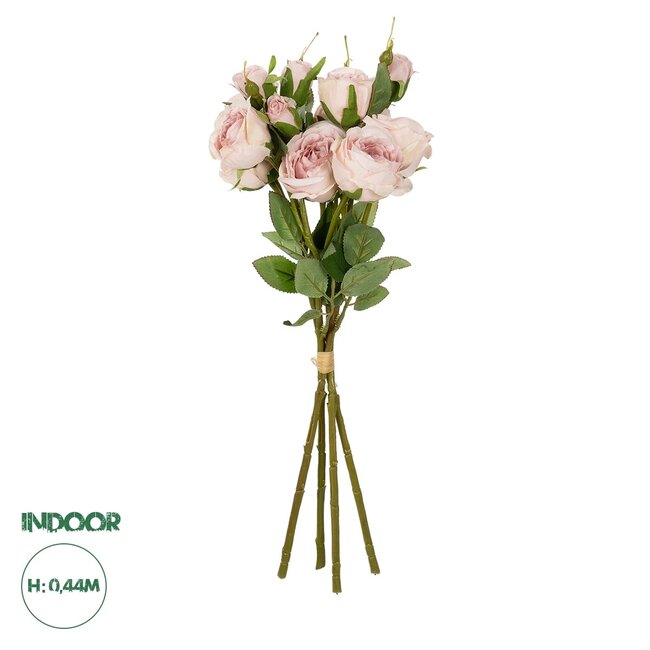 Artificial Garden DUSTY PINK ROSE BOUQUET 21084 Τεχνητό Διακοσμητικό Μπουκέτο Τριαντάφυλλα Ανοιχτό Ροζ Y44cm