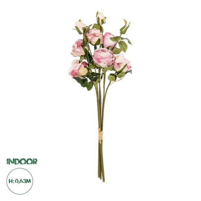 Artificial Garden DUSTY PINK ROSE BOUQUET 21083 Τεχνητό Διακοσμητικό Μπουκέτο Τριαντάφυλλα Ανοιχτό Ροζ Y63cm