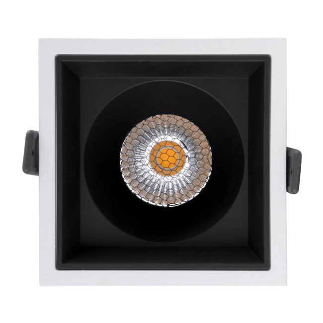 PLUTO-B 60276 Χωνευτό LED Spot Downlight TrimLess Μ10.4xΠ10.4cm 15W 1950lm 38° AC 220-240V IP20 Μ10.4 x Π10.4 x Υ6.5cm - Τετράγωνο - Λευκό με Μαύρο Κάτοπτρο & Anti-Glare HoneyComb - Φυσικό Λευκό 4500K - Bridgelux COB - 5 Years Warranty - 5