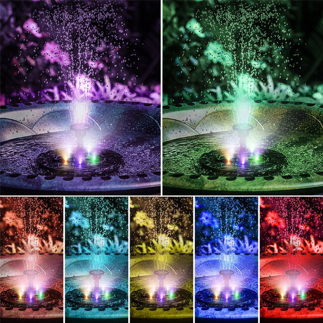 71533 Ηλιακό Αυτόνομο Φωτοβολταϊκό Διακοσμητικό Συντριβάνι LED 3W με Μέγιστο Ύψος Νερού 30-60cm - 4 Διαφορετικά Μπέκ Ψεκασμού Αδιάβροχο IP68 Πολύχρωμο RGB Φ18 x Υ8cm - 9
