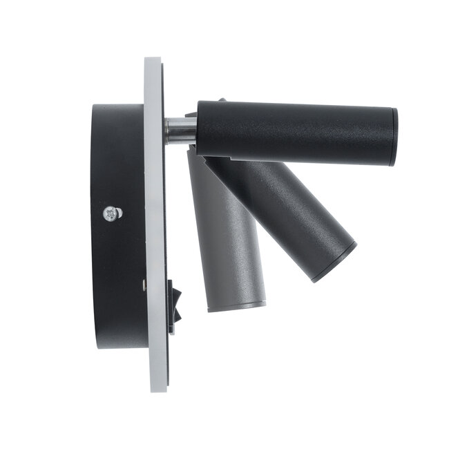 LADY-R 60938 Μοντέρνο Φωτιστικό Τοίχου - Απλίκα Ξενοδοχείου Bed Side LED 6W 600lm 36° & 360° AC 220-240V - Reading Light & 360° Κρυφός Φωτισμός - Φορτιστής USB 3A - Φ15 x Υ7cm - Φυσικό Λευκό 4500K - Μαύρο