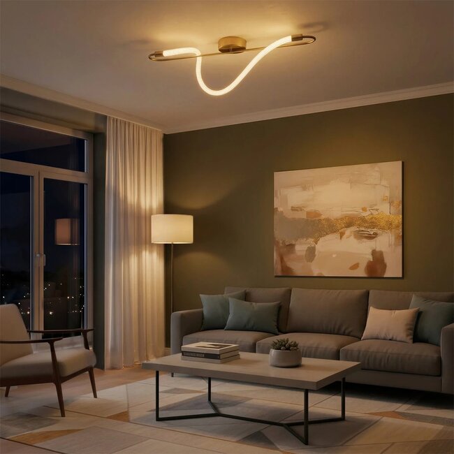 kelvo® GLOW KLV-101-0169-V2 Φωτιστικό Οροφής LED 18W 1800lm 360° AC 220-240V IP20 Ρυθμιζόμενο Λευκό CCT με On/Off 2700K/4500K/6000K - Lumileds SMD Chip - Χρυσό Πλατίνα - Μ30 x Π15 x Υ70cm - 3 Χρόνια Εγγύηση