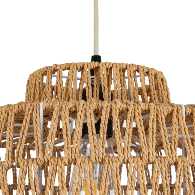  JENSON 00909 Boho Κρεμαστό Φωτιστικό Οροφής με Ντουί 1 x E27 AC 220-240V IP20 - Μπεζ - Μ33 x Π33 x Υ28cm - 7