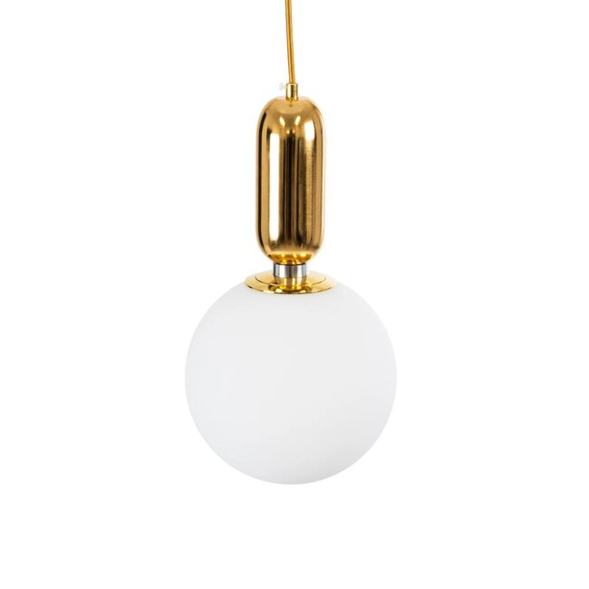 kelvo® ESTETICO KLV-101-0382 Κρεμαστό Φωτιστικό Οροφής για Λάμπα με Ντουί E27 AC 220-240V IP20 - Χρυσό Βούρτσας Πλατίνα & Λευκό - Μ20 x Π20 x Υ38cm - 6