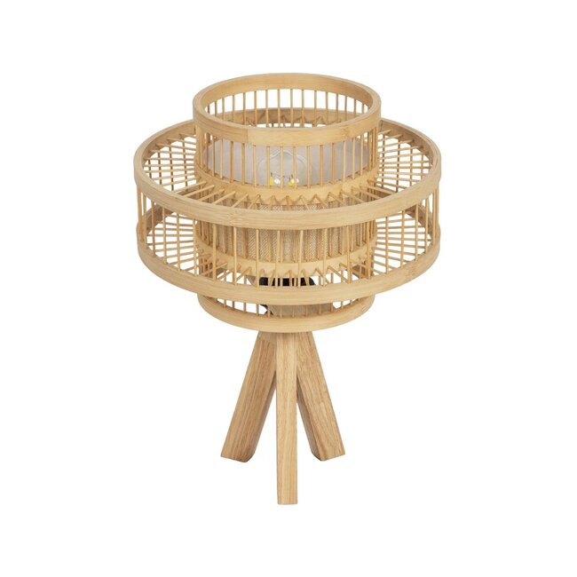 TULUM 01991 Boho Επιτραπέζιο Φωτιστικό Πορτατίφ με Ντουί 1 x E27 AC 220-240V IP20 - Μπεζ - Μ30 x Π30 x Υ41cm