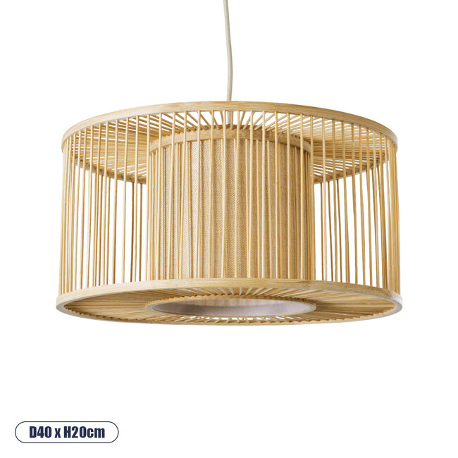COCONUT 01935 Boho Κρεμαστό Φωτιστικό Οροφής Μονόφωτο 1 x E27 AC220-240V IP20 - Φ40 x Υ20cm - Μπεζ Ξύλινο Πλέγμα - 1