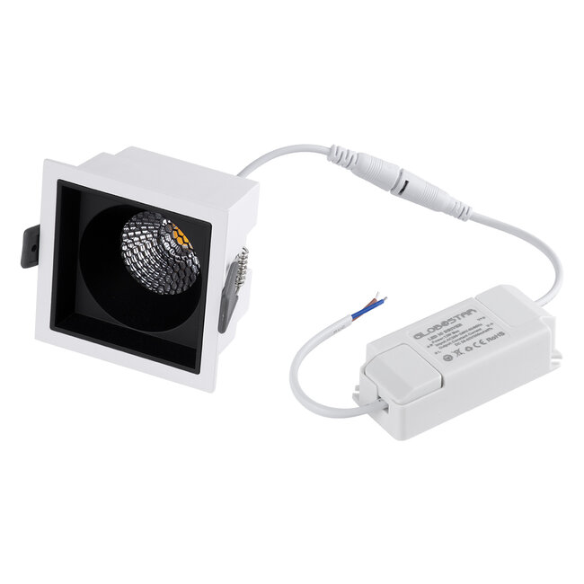 PLUTO-M 60270 Χωνευτό LED Spot Downlight TrimLess Μ8.4xΠ8.4cm 10W 1300lm 38° AC 220-240V IP20 Μ8.4 x Π8.4 x Υ5.9cm - Τετράγωνο - Λευκό με Μαύρο Κάτοπτρο & Anti-Glare HoneyComb - Φυσικό Λευκό 4500K - Bridgelux COB - 5 Years Warranty - 7