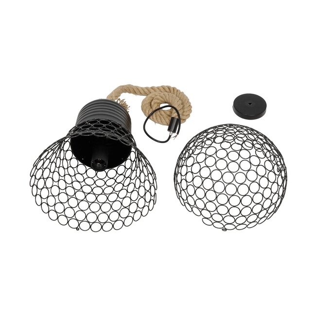 URBAN 999-0192 Vintage Κρεμαστό Φωτιστικό Οροφής με Ντουί 1 x E27 AC 220-240V IP20 - Μαύρο & Μπεζ - Μ28 x Π28 x Υ80cm - 9