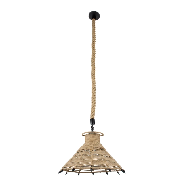  OZERO 01603 Boho Κρεμαστό Φωτιστικό Οροφής με Ντουί 1 x E27 AC 220-240V IP20 - Μπεζ & Μαύρο - Μ41 x Π41 x Y28cm - 4