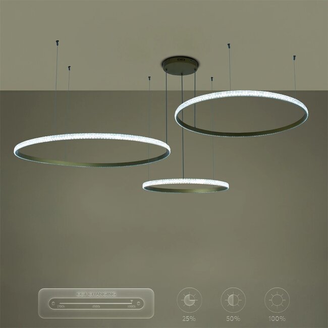 kelvo® DIAMOND KLV-101-0246 Κρεμαστό Φωτιστικό Οροφής LED 150W 15000lm 180° AC 220-240V IP20 Ρυθμιζόμενο Λευκό CCT με Χειριστήριο από 2700K έως 6000K Dimmable - Lumileds SMD Chip - Χρυσό Πλατίνα - Μ170 x Π170 x Υ60cm - 3 Χρόνια Εγγύηση - 12