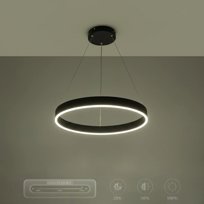 kelvo® VENOM KLV-101-0187 Κρεμαστό Φωτιστικό Οροφής LED 45W 4500lm 120° AC 220-240V IP20 Ρυθμιζόμενο Λευκό CCT με Χειριστήριο από 2700K έως 6000K Dimmable - Lumileds SMD Chip - Μαύρο Ματ - Μ60 x Π60 x Υ6.5cm - 3 Χρόνια Εγγύηση - 13