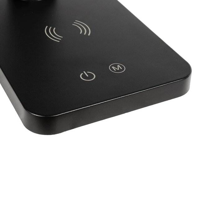 TEBLA 60482 Μοντέρνο Επιτραπέζιο Φωτιστικό Γραφείου με Ασύρματη Φόρτιση 5W 1A LED 5W 500lm 120° AC 220-240V IP20 Ρυθμιζόμενο Λευκό CCT με Αφή 2700K/4500K/6000K Dimmable - Bridgelux SMD Chip - Μαύρο - Μ11 x Π31 x Υ52cm - 2 Χρόνια Εγγύηση - 9