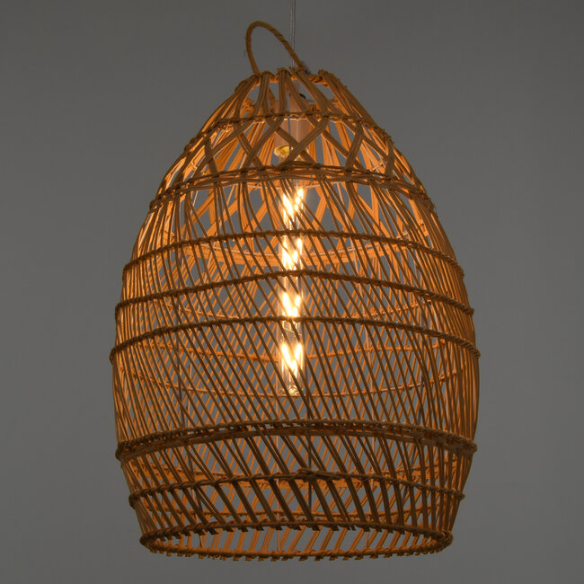TAHITI 00710 Vintage Κρεμαστό Φωτιστικό Οροφής Μονόφωτο Μπεζ Ξύλινο Bamboo Φ38 x Y50cm - 3