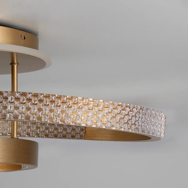 kelvo® DIAMOND KLV-101-0228 Φωτιστικό Οροφής LED 100W 10000lm 360° AC 220-240V IP20 Ρυθμιζόμενο Λευκό CCT με Χειριστήριο από 2700K έως 6000K Dimmable - Lumileds SMD Chip - Χρυσό Πλατίνα - Μ80 x Π50 x Υ20cm - 3 Χρόνια Εγγύηση - 7