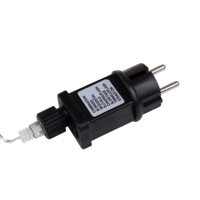 85843 Διακοσμητική Γιρλάντα 20 Μέτρα με Controller 8 Προγραμμάτων Εναλλαγών Φωτισμού - 200 LED 1.3W AC 230V με Χάλκινο Καλώδιο & Πρίζα Schuko Αδιάβροχη IP44 Ψυχρό Λευκό 6000K Μ20m - 4