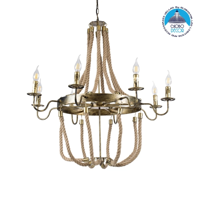 VICTORIAN 01405 Vintage Κρεμαστό Φωτιστικό Οροφής με Ντουί 8 x E14 AC 220-240V IP20 - Μπρούτζινο Εφέ Σκουριάς & Μπεζ - Μ87 x Π87 x Υ80cm VICTORIAN 01405 Vintage Κρεμαστό Φωτιστικό Οροφής με Ντουί 8 x E14 AC 220-240V IP20 - Μπρούτζινο Εφέ Σκουριάς & Μπεζ - Μ87 x Π87 x Υ80cm