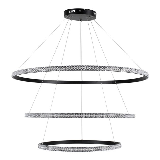 kelvo® DIAMOND KLV-101-0241 Κρεμαστό Φωτιστικό Οροφής LED 150W 15000lm 180° AC 220-240V IP20 Ρυθμιζόμενο Λευκό CCT με Χειριστήριο από 2700K έως 6000K Dimmable - Lumileds SMD Chip - Μαύρο Ματ - Μ100 x Π100 x Υ100cm - 3 Χρόνια Εγγύηση - 4