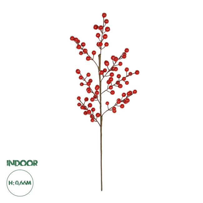 Artificial Garden RED BERRIES FRUIT BRANCH 21441 Τεχνητό Διακοσμητικό Κλαδί Κόκκινο Γκί Y66cm
