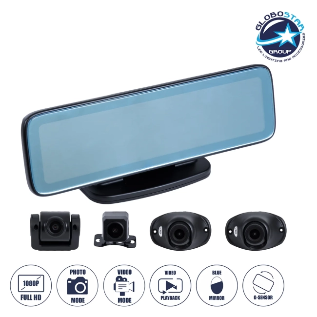 86058 Καθρέπτης Αυτοκινήτου Android 9.0 360° με 4 Κάμερες SD Card Slot - RAM2GB+ROM32GB - FM Transmitter - Νυχτερινή Όραση - με Parking Lines - Μαύρο 86058 Καθρέπτης Αυτοκινήτου Android 9.0 360° με 4 Κάμερες SD Card Slot - RAM2GB+ROM32GB - FM Transmitter - Νυχτερινή Όραση - με Parking Lines - Μαύρο