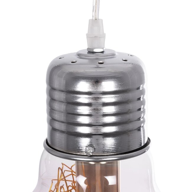 LAMP 999-0056 Μοντέρνο Κρεμαστό Φωτιστικό Οροφής με Ντουί 1 x E27 AC 220-240V IP20 - Διάφανο, Χρυσό & Ασημί - Μ15 x Π15 x Υ27cm - 8