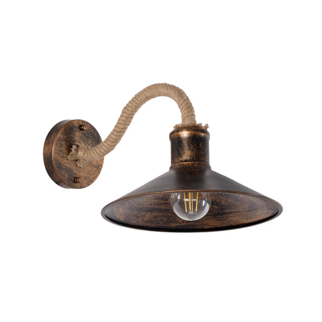 BRASTA 01131 Vintage Φωτιστικό Τοίχου - Απλίκα με Ντουί 1 x E27 AC 220-240V IP20 - Χάλκινο & Μπεζ - Μ26 x Π42.5 x Υ24cm - 2