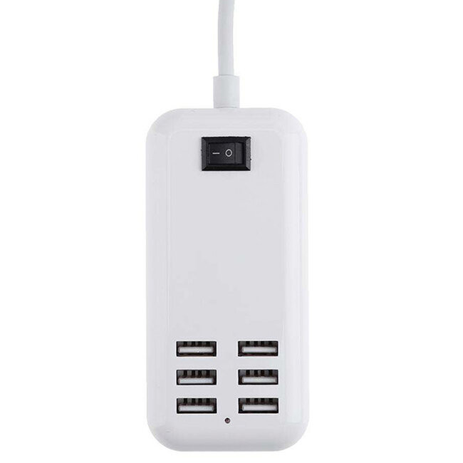 Φορτιστής USB 6 Θέσεων με ON / OFF Διακόπτη 6A 30 Watt 5V DC Λευκός  69998 - 3 Φορτιστής USB 6 Θέσεων με ON / OFF Διακόπτη 6A 30 Watt 5V DC Λευκός  69998 - 3