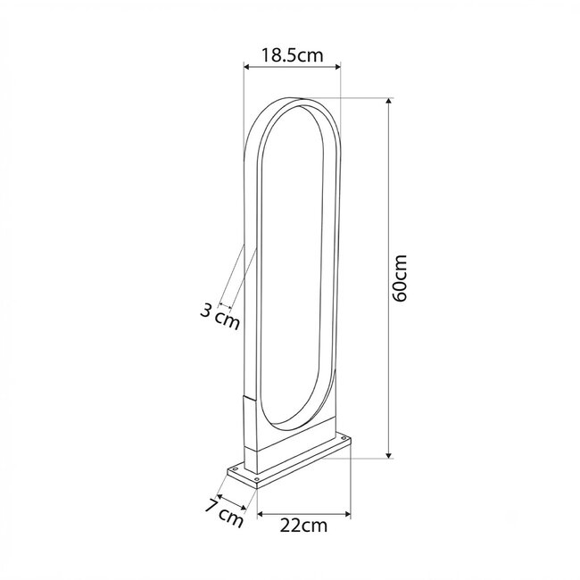 LUNEA GLB-103-0010 Φωτιστικό Κολωνάκι Κήπου LED 15W 1350lm 120° AC 220-240V Αδιάβροχο IP65 Θερμό Λευκό 2700K - Sanan SMD Chip - Μαύρο Ματ - Μ22 x Π7 x Υ60cm - 3 Χρόνια Εγγύηση - 5