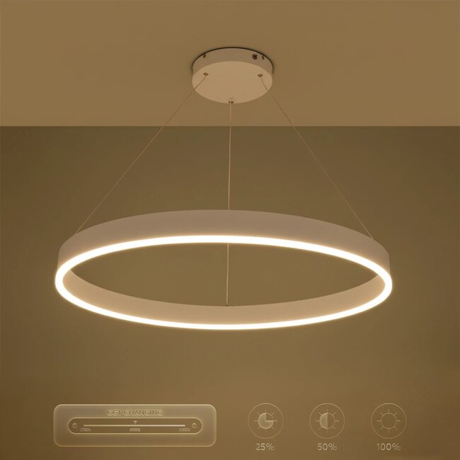 kelvo® VENOM KLV-101-0191 Κρεμαστό Φωτιστικό Οροφής LED 67W 6700lm 120° AC 220-240V IP20 Ρυθμιζόμενο Λευκό CCT με Χειριστήριο από 2700K έως 6000K Dimmable - Lumileds SMD Chip - Λευκό Ματ - Μ80 x Π80 x Υ6.5cm - 3 Χρόνια Εγγύηση - 12