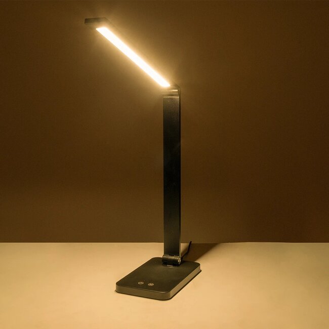 TEBLA 60481 Μοντέρνο Επιτραπέζιο Φωτιστικό Γραφείου LED 5W 500lm 120° AC 220-240V IP20 Ρυθμιζόμενο Λευκό CCT με Αφή 2700K/4500K/6000K Dimmable - Bridgelux SMD Chip - Μαύρο - Μ11 x Π31 x Υ52cm - 2 Χρόνια Εγγύηση - 13