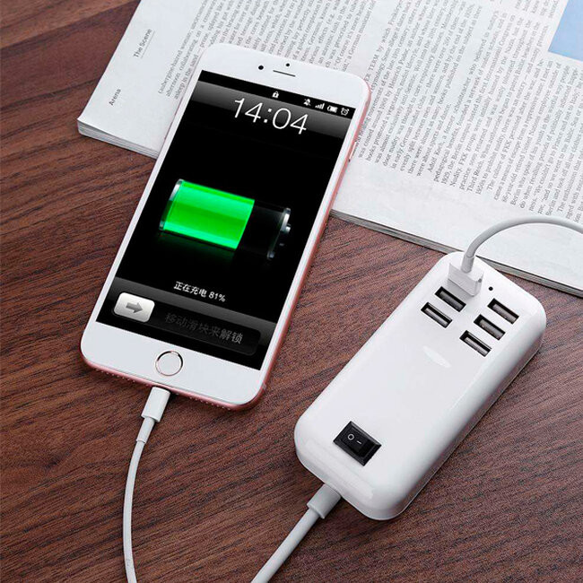 Φορτιστής USB 6 Θέσεων με ON / OFF Διακόπτη 6A 30 Watt 5V DC Λευκός  69998 - 8 Φορτιστής USB 6 Θέσεων με ON / OFF Διακόπτη 6A 30 Watt 5V DC Λευκός  69998 - 8