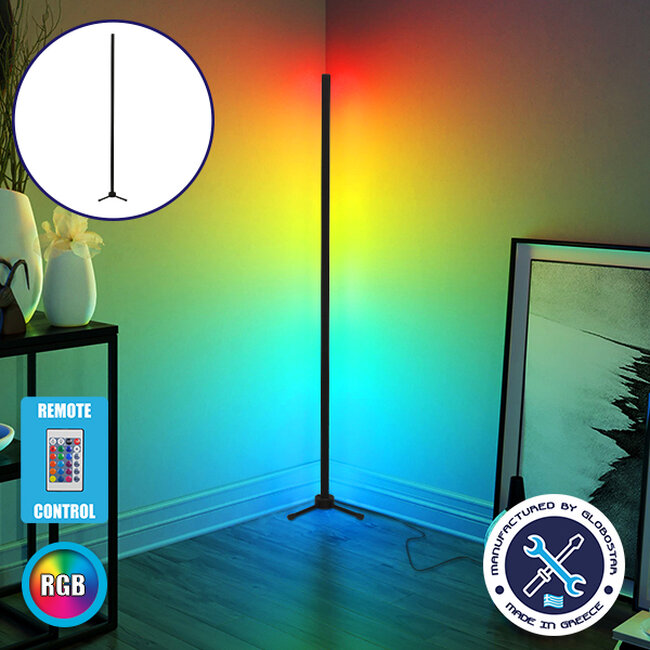 Μοντέρνο Minimal Επιδαπέδιο Μαύρο Φωτιστικό 150cm LED 24 Watt με Ασύρματο Χειριστήριο RF & Dimmer RGB Πολύχρωμο  ALIEN Design GLOBO-150-8